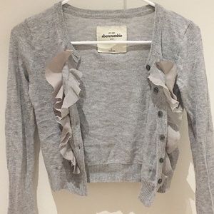 Abercrombie Gray Cardigan with Ruffles